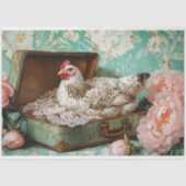 Paashen Groene Koffer Bloemenveter Decoupage Tissuepapier (Voorkant)