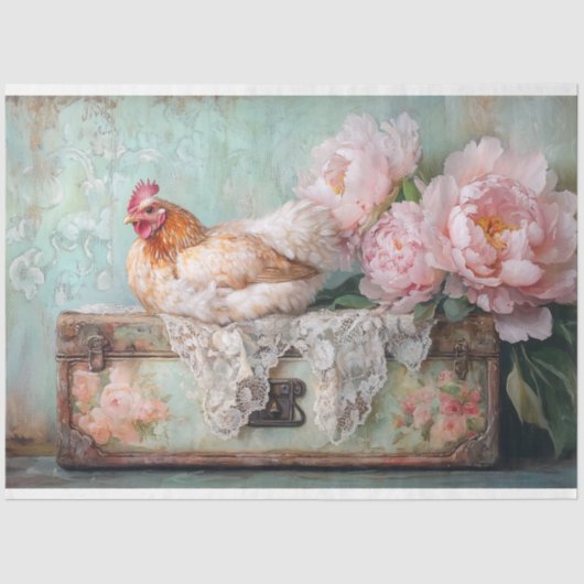 Paashen Groene Koffer Decoupage Tissuepapier (Voorkant)