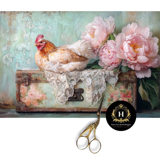 Paashen  Groene Koffer Decoupage Tissuepapier