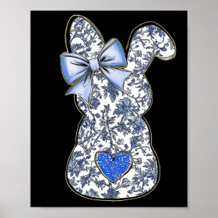 Paashinoiserie Floral Bunny met Schattigee blauwe Poster