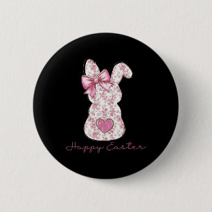 Paashinoiserie Floral Bunny met Schattigee roze st Ronde Button 5,7 Cm