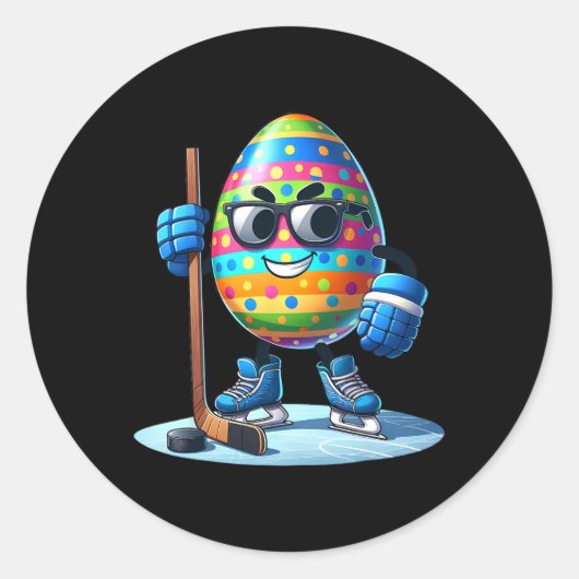 Paashockey liefhebbers Eggs Egg Bunny Rabbits Mann Ronde Sticker (Voorkant)