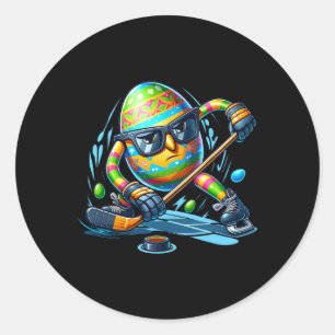 Paashockeyspeler Eieren Ei Konijn Konijnen Mannen Ronde Sticker
