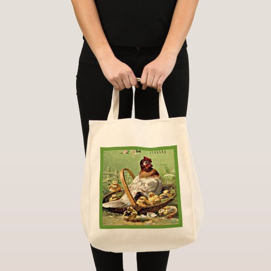 paashoen en kippen in mandje tote bag (Voorkant (product))