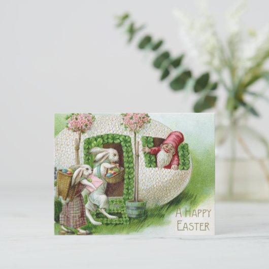  paashok en paaseieren briefkaart (Staand voorkant)