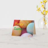 Paashomemade, gekleurde eieren kaart (Gele Bloem)