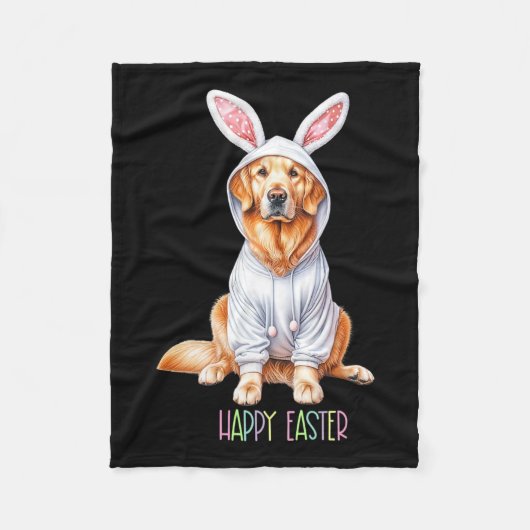 Paashond Bunny Spring Golden Retriever Easter Eg Fleece Deken (Voorkant)