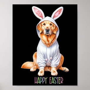 Paashond Bunny Spring Golden Retriever Easter Eg Poster