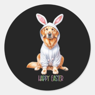 Paashond Bunny Spring Golden Retriever Easter Eg Ronde Sticker
