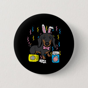 Paashond Dachsund Bunny Schattige Egg Hunting Girl Ronde Button 5,7 Cm