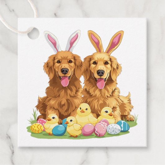 Paashond Golden Retriever Honden Bunny Ears Bedankjes Labels (Voorkant)