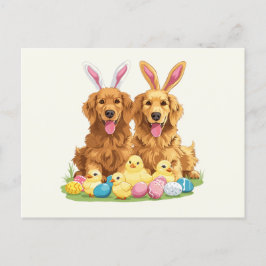 Paashond Golden Retriever Honden Bunny Ears Briefkaart