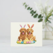 Paashond Golden Retriever Honden Bunny Ears Briefkaart (Staand voorkant)