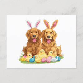 Paashond Golden Retriever Honden Bunny Ears Feestdagenkaart