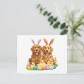 Paashond Golden Retriever Honden Bunny Ears Feestdagenkaart (Staand voorkant)