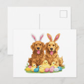 Paashond Golden Retriever Honden Bunny Ears Feestdagenkaart (Voorkant / Achterkant)