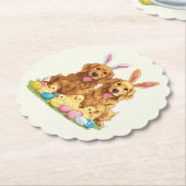 Paashond Golden Retriever Honden Bunny Ears Kartonnen Onderzetters (Gekanteld)