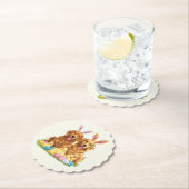 Paashond Golden Retriever Honden Bunny Ears Kartonnen Onderzetters (Insitu)