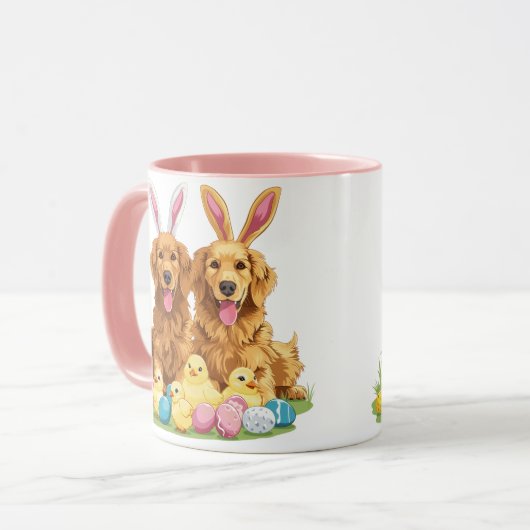 Paashond Golden Retriever Honden Bunny Ears Mok (Voorkant links)