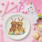 Paashond Golden Retriever Honden Bunny Ears Papieren Bordje (Feest)