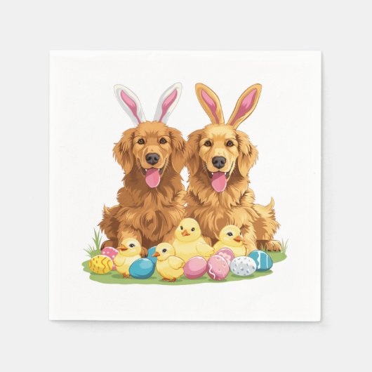 Paashond Golden Retriever Honden Bunny Ears Servet (Voorkant)