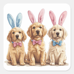Paashond Golden Retriever Honden Bunny Ears Vierkante Sticker