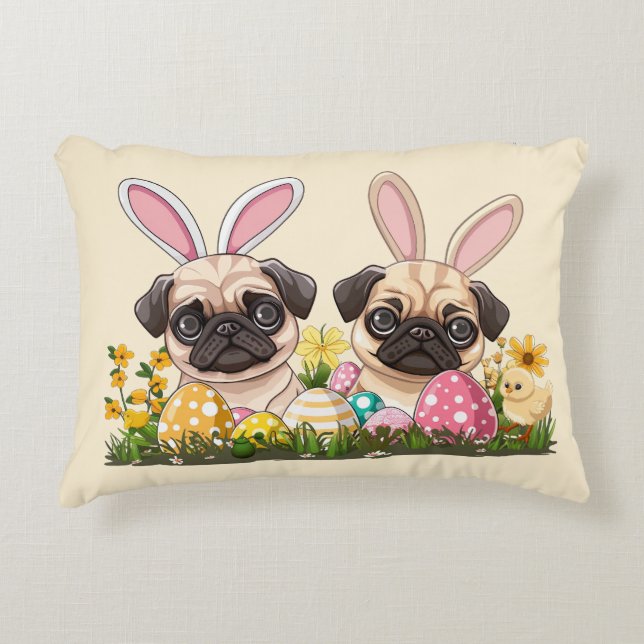 Paashond Honden Bunny Ears Accent Kussen (Voorkant)