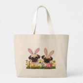 Paashond Honden Bunny Ears Grote Tote Bag (Achterkant)