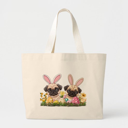 Paashond Honden Bunny Ears Grote Tote Bag (Voorkant)
