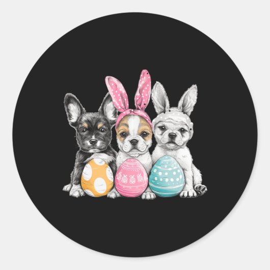 Paashond Paashond Bunny Ears Easter Egg Ronde Sticker (Voorkant)
