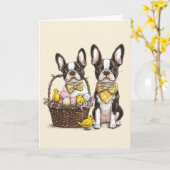 Paashonden van de Boston Terrier Kaart (Gele Bloem)