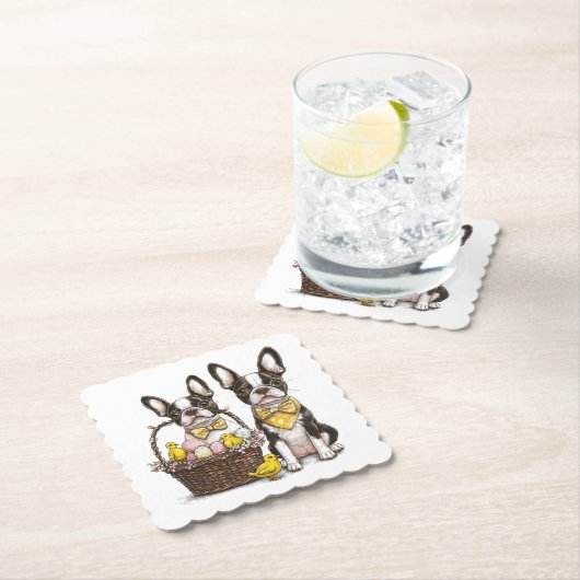 Paashonden van de Boston Terrier Kartonnen Onderzetters (Insitu)