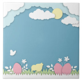 Paasjacht, feestdagen natuur van papercut in de le tegeltje