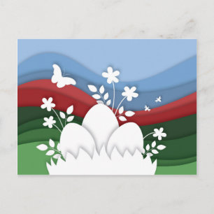 Paasjacht in de natuur van voorjaarsbloemen briefkaart