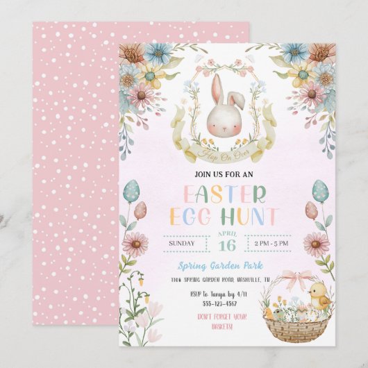 Paasjacht van de Pastelkleurige Paashaas Kaart (Voorkant / Achterkant)