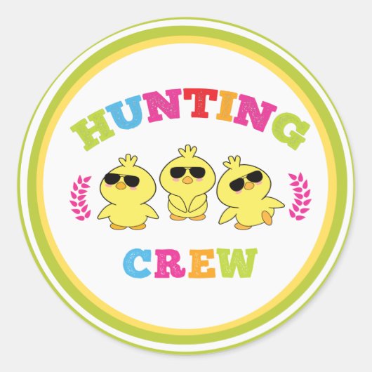 Paasjachtpersoneel Ronde Sticker (Voorkant)