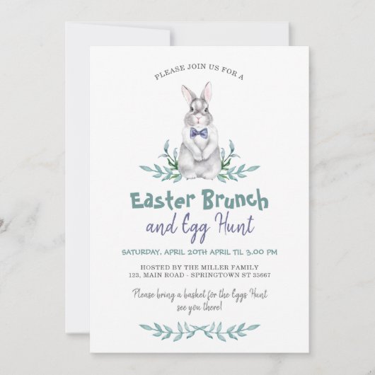 Paasjongen Bunny Egg Hunt & Brunch Feestdagenkaart (Voorkant)
