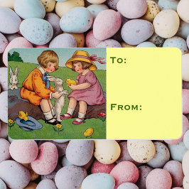 Paasjongen en meisje etiket