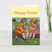 paasjongen en meisje feestdagen kaart (Voorkant)
