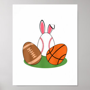 Paasjongens Baseball Basketball Football Bunnies R Poster