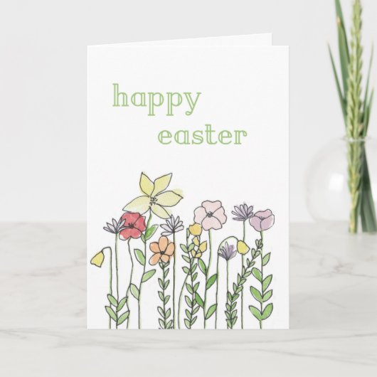 Paaskaart - afbeelding van bloemen kaart (Voorkant)