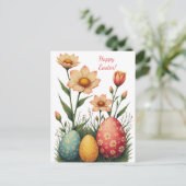 Paaskaart in zachte pastelkleuren feestdagenkaart (Staand voorkant)