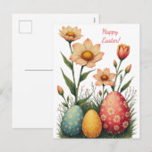 Paaskaart in zachte pastelkleuren feestdagenkaart (Voorkant / Achterkant)