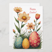 Paaskaart in zachte pastelkleuren feestdagenkaart (Voorkant / Achterkant)
