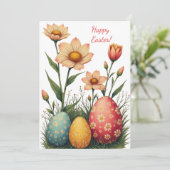 Paaskaart in zachte pastelkleuren feestdagenkaart (Staand voorkant)