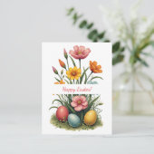 Paaskaart in zachte pastelkleuren feestdagenkaart (Staand voorkant)