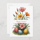 Paaskaart in zachte pastelkleuren feestdagenkaart (Voorkant / Achterkant)