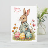 Paaskaart in zachte pastelkleuren feestdagenkaart (Staand voorkant)