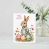 Paaskaart in zachte pastelkleuren feestdagenkaart (Staand voorkant)