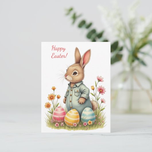 Paaskaart in zachte pastelkleuren feestdagenkaart (Staand voorkant)